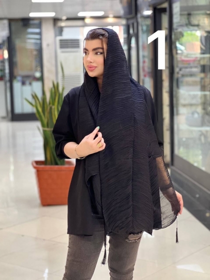 شال نخی پلیسه اعلا منگوله دار کد2073