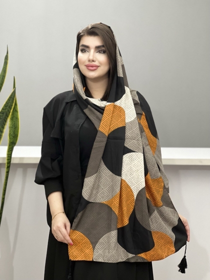 شال نخی نیلا پاییزه منگوله دار کد 1302