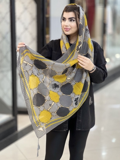 شال نخی ژاکارد منگوله دار کد 1736