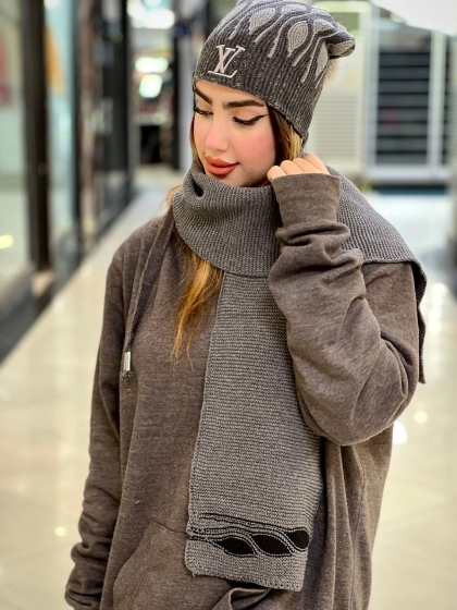 کلاه و شال بافت کد 2422