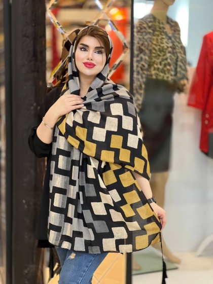 شال نخی ژاکارد منگوله دار کد 1017