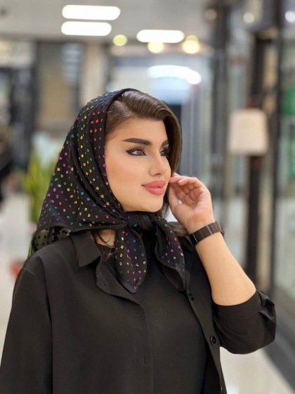 روسری مینی اسکارف نخ و حریر اشکی کد 978