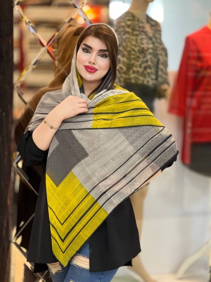 روسری گارزا ژاکارد دور دست دوز کد 1026