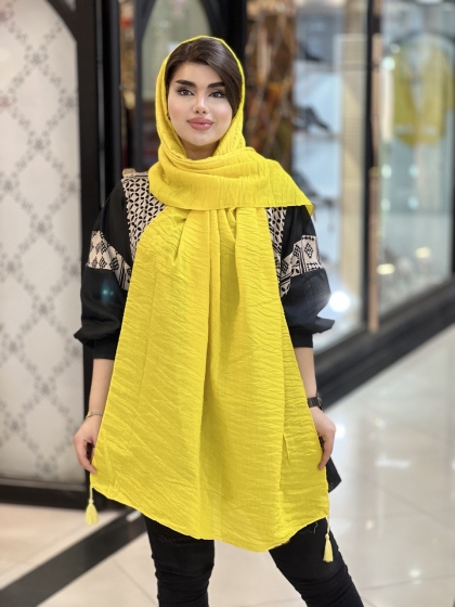 شال نخی پلیسه چروک منگوله دار کد 1035