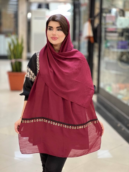 شال نخی اسلپ دستک کار شده کد 1003