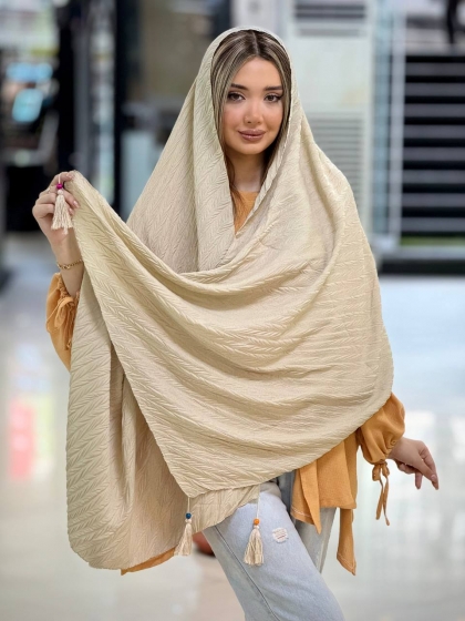 شال نخی پلیسه منگوله دار کد 2643