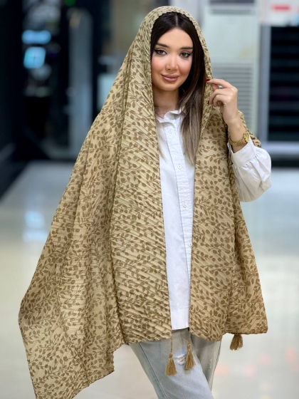 شال نخی ژاکارد پلیسه منگوله دار کد 2575