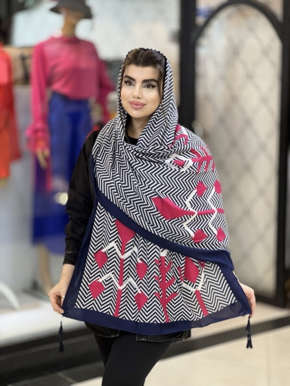 شال نخی بهاره منگوله دار کد1595