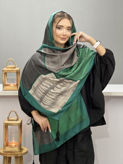 شال نخی صابونی منگوله دار کد 1328