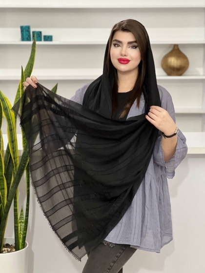 شال نخی راه راه لمه دار کد 1205