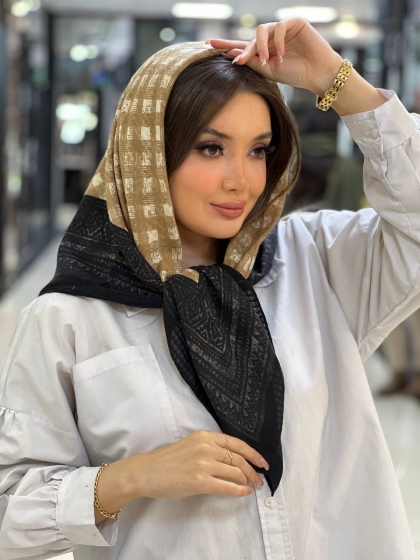 روسری نخی ژاکارد دور دوخت  کد 2451