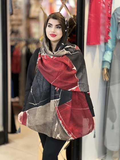 شال نخی صابونی منگوله دار کد 1833
