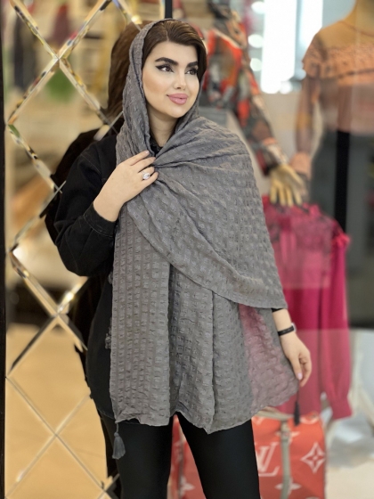 شال نخی پلیسه منگوله دار وارداتی کد1618