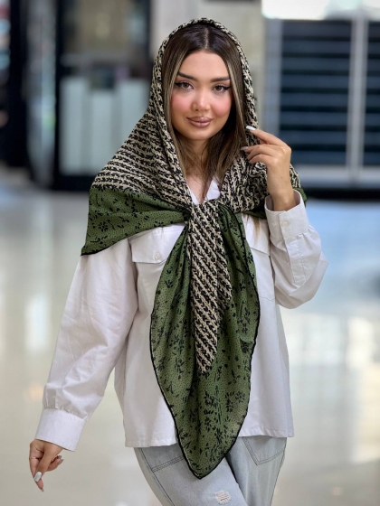 روسری گارزا ژاکارد دست دوز کد 2862