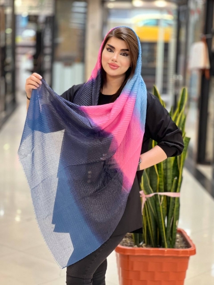 شال نخی پلیسه طیفی لمه دار کد 1022