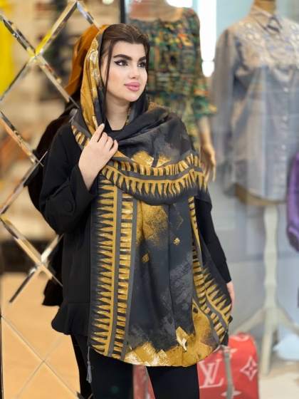شال نخی ژاکارد منگوله دار کد1858