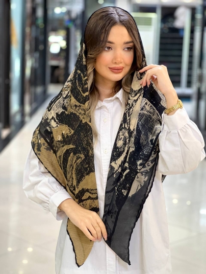روسری گارزا ژاکارد دور دست دوز کد 2463