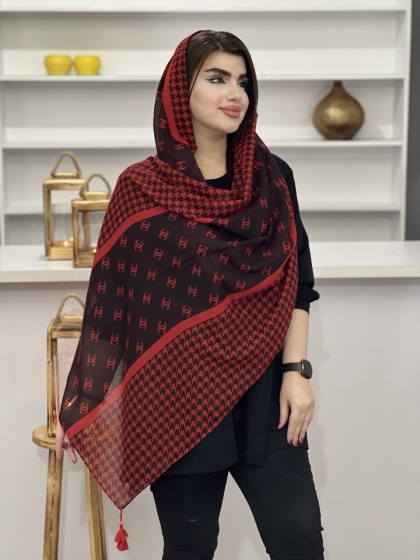 شال نخی دور دوخت منگوله دار کد 1288