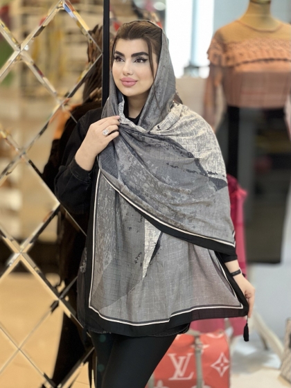 شال نخی ژاکارد منگوله دار کد 1643