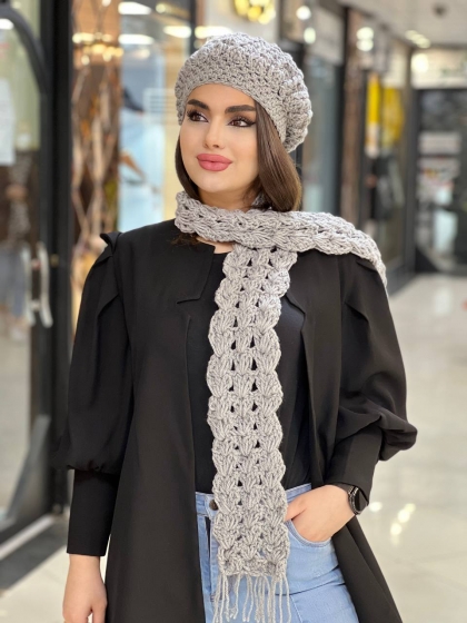 کلاه و شال دستبافت کد672