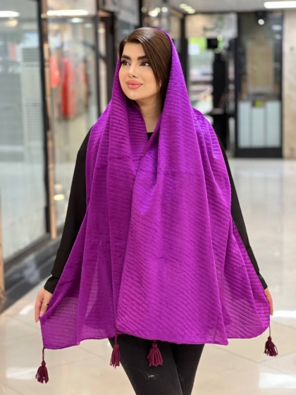 شال مخمل پلیسه منگوله دار کد 1371