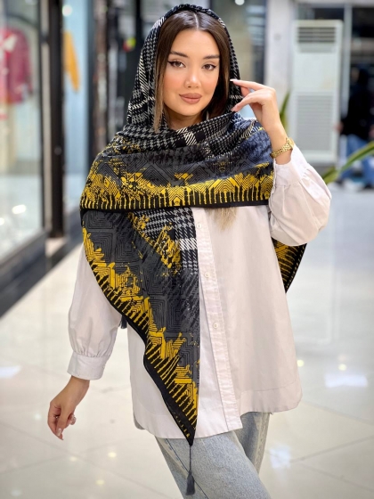 روسری نخی ژاکارد منگوله دار کد 2363