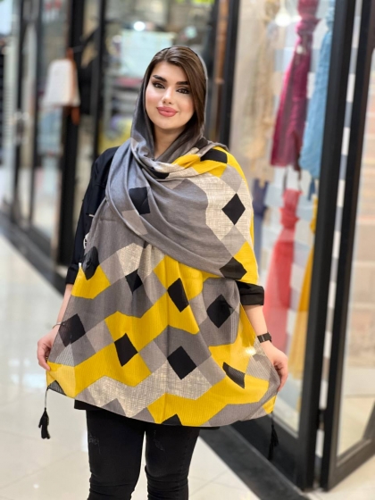 شال نخی ژاکارد منگوله دار کد 1050