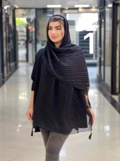 شال نخی پلیسه منگوله چوبی کد2070