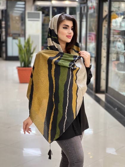 شال نخی سوزنی پاییزه منگوله دار کد 664