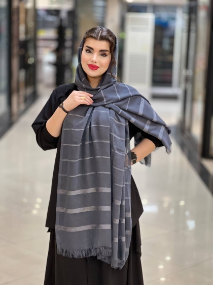 شال نخی راه راه مخمل لمه دار کد 986