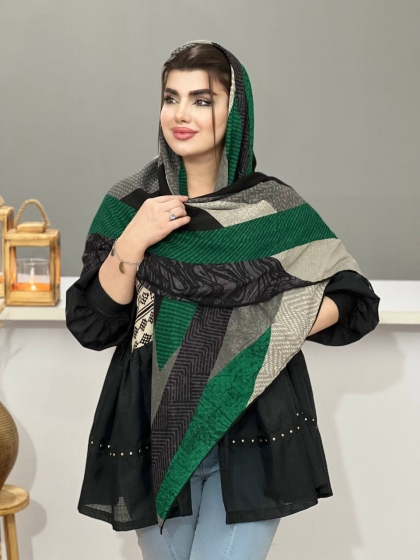 روسری نخی ژاکارد دست دوز کد 1218