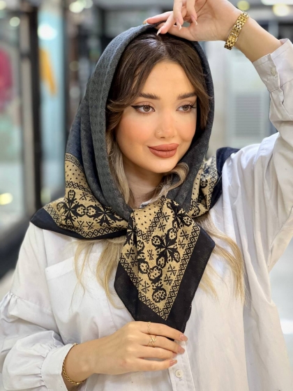 روسری نخی ژاکارد دوردوخت کد 2461