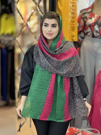 شال نخی ژاکارد منگوله دار کد 1622