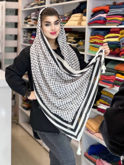 شال نخی ژاکارد منگوله دار کد 813
