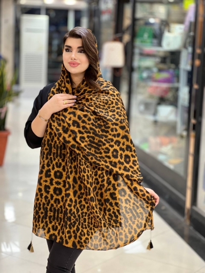 شال نخی پلنگی منگوله دار کد 971 