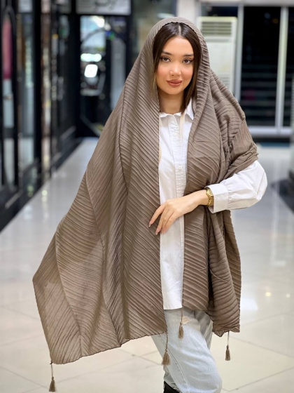 شال نخی پلیسه منگوله دار کد 2468