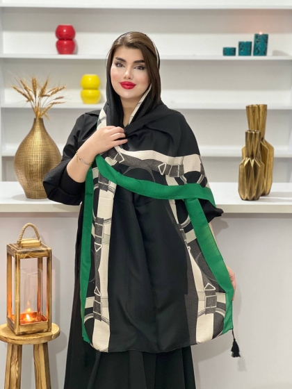 شال نخی ژاکارد منگوله دار کد 1077