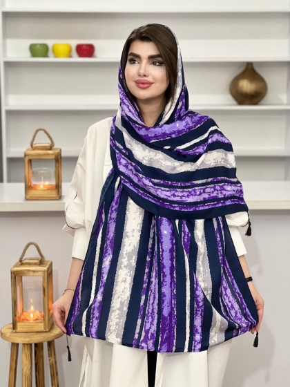 شال نخی دور دوخت منگوله دار کد1188