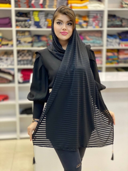 شال نخ مخمل منگوله دار کد258