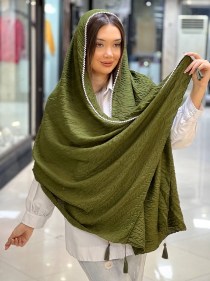 شال نخی پلیسه اعلاء مروارید کاری کد 2446