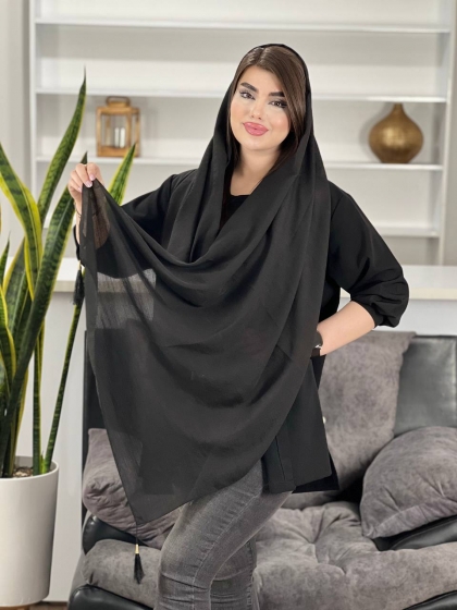 شال نخ اسلپ ساده منگوله دار کد1139