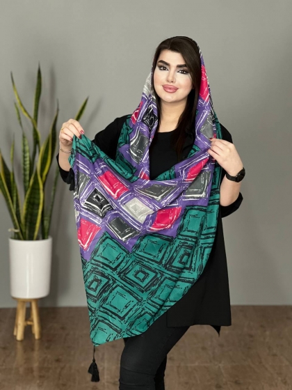 شال نخی ترک دور دوخت منگوله دار کد1208