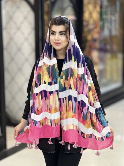 شال نخی بهاره منگوله دار کد1592