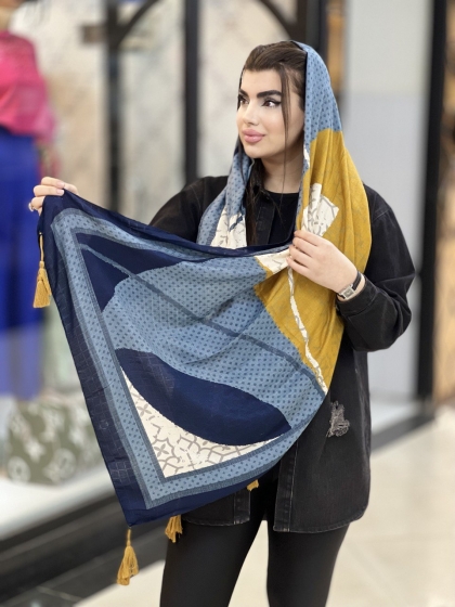 شال نخی ژاکارد منگوله دار کد 1651