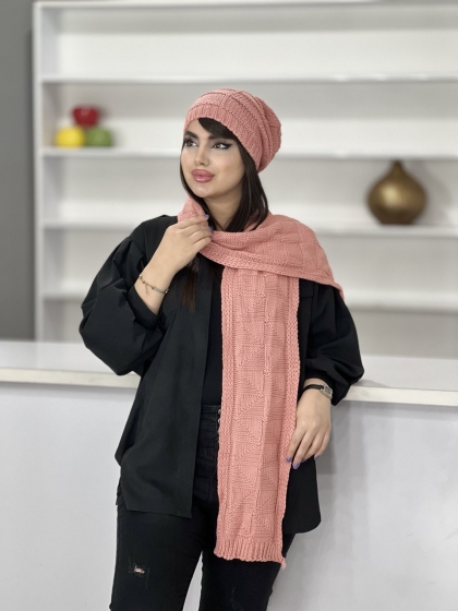 ست شال و کلاه بافت کد 1536