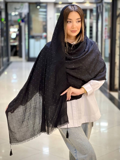 شال نخی نگینی منگوله دار کد 2364