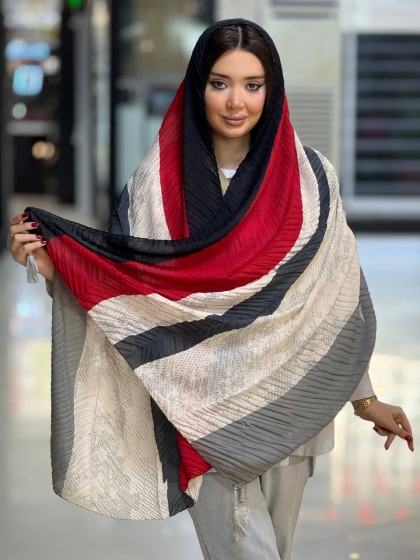 شال نخی پلیسه منگوله دار کد 2590