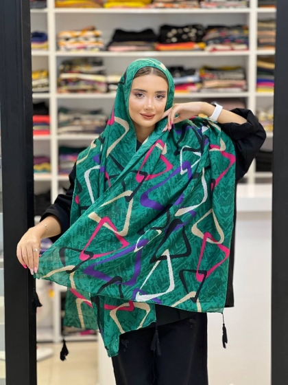 شال نخی ترک دور دوخت منگوله دار کد 1202