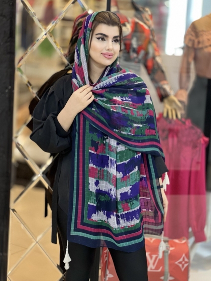 شال نخی ژاکارد  منگوله دار کد1625
