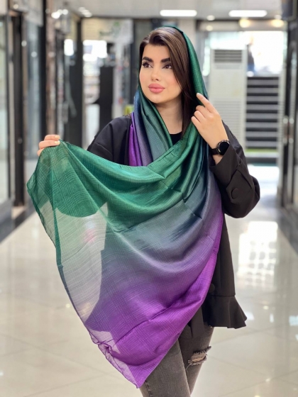 شال نخ و حریر طیفی دور دوخت کد 1874